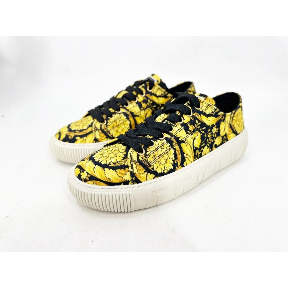 Versace Greca Barocco Sneakers Mens 41‎ Yellow Black Medusa Low Top